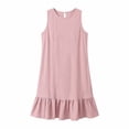 thumbnail image 6 of Tauxra Sleeveless Dress for Women Casual Summer Round Neck Solid Color Mini Dress Soft Comfortable Polyester Fabric for Daily Wear Spring Vacation, 6 of 7