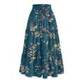 thumbnail image 4 of Yucgh Women's Tiered Flowy Midi Skirt with Drawstring High Waist, Floral Pleated Beach Skirt, Lightweight Summer Long Skirt for Casual Wear,Dark Blue,XL, 4 of 5