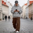 thumbnail image 2 of Resicozy Baggy Sweatpants Men Wide Leg Sweats Pants Drawstring Elastic Waist Loose Y2K Joggers with Pockets Coffee 3XL, 2 of 7