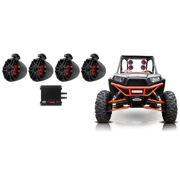 (4) Memphis Audio 6.5" Tower Speakers+Amp+4Ch. MTX Amplifier For RZR