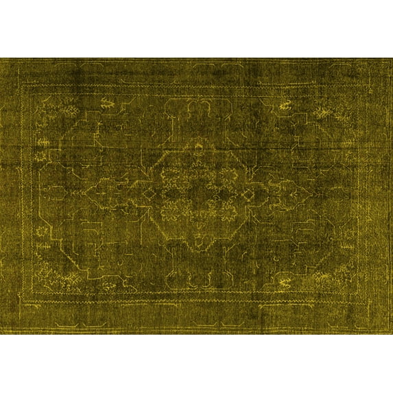 Ahgly Company Machine Washable Indoor Rectangle Persian Yellow Traditional Area Rugs, 3' x 5'