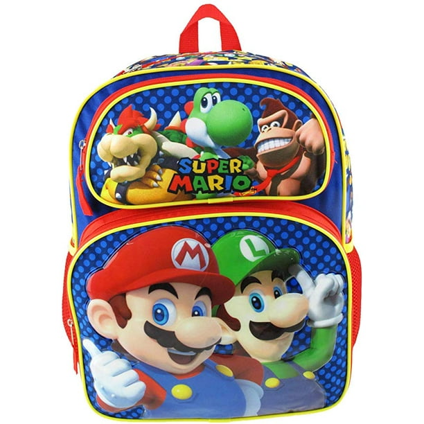 Licensed Super Mario Large 16" Full Size Backpack Mario Madness