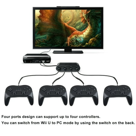 Professional Wired 4 Ports Game Controller Adapter Converter For Wii U And PC USB Game Console Accessories