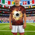 thumbnail image 2 of WUXIAN Kids Boys Summer Shirts Football Print Short Sleeve Round Neck Stylish Funny Graphic Top For Youth Comfort Lightweight Summer Trendy Outddor Soccer Ball Pattern Tee,Black,7-8 Years, 2 of 4