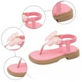 thumbnail image 6 of Quealent Girl's Summer Bow Sandals Open Toe Leather T Strap Thong Sandals Pink for 13.5, 6 of 6