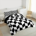 thumbnail image 3 of jejeloiu Classic Grid Full Size Comforter Sets,Minimalism Geometric Rhombus Bedding Comforter Set,Black White Checkered Bedding Sets For Girls Boys,Super Cozy Room Decor Reversible,3 Pieces, 3 of 8