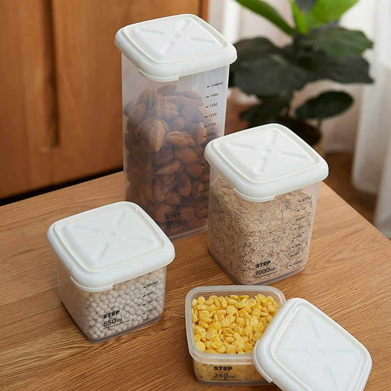 Wovilon Snack Storage Buckets Sealed Moisture Proof Containers Sealed Cans Plastic Cylinder Storage Tank, White