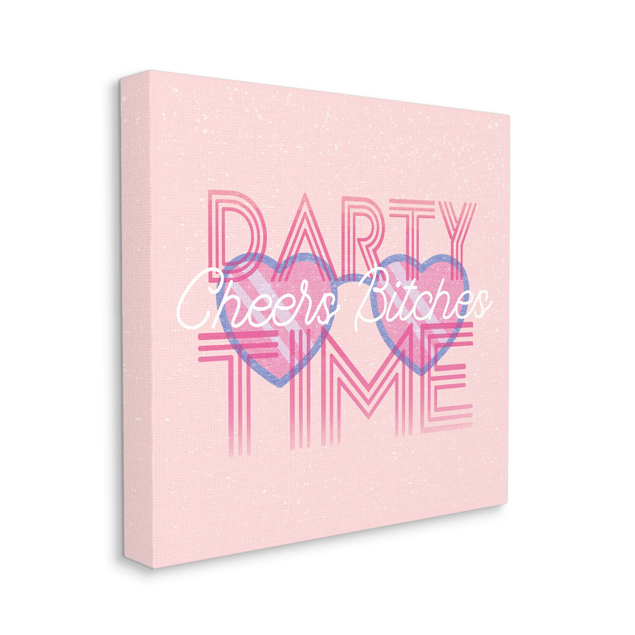 Stupell Industries Cheers Party Time Pink Phrase Graphic Art Gallery Wrapped Canvas Print Wall Art, Design by Lil' Rue