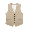 thumbnail image 3 of HH TRAF Conjuntos de pantalones cortos de verano para mujer, estilo vintage, de un solo pecho, con cuello en V, chalecos, tops, pantalones cortos ajustados con cremallera y bragueta, trajes de oficina, 3 of 5