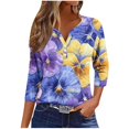 thumbnail image 2 of Fiudx Liquidación de Ofertas Flash Blusa de Manga 3/4 Corta Estampada a La Moda para Mujer, Blusa Informal con Cuello Redondo, 2 of 5