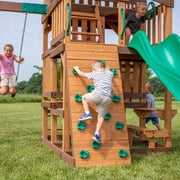 Backyard Discovery Highlander Cedar Wood Swing Set, Wave Slide, Three-Story Clubhouse