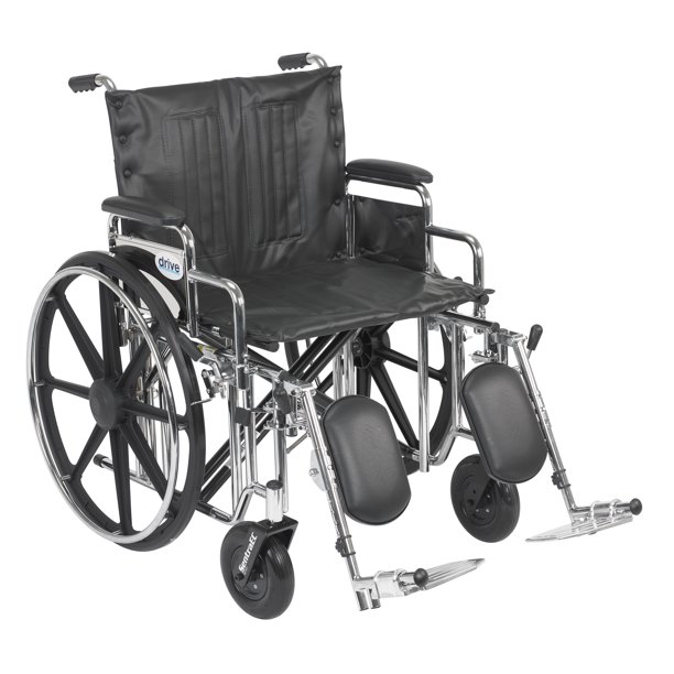 Drive Medical Sentra Extra Heavy Duty Wheelchair, Detachable Desk Arms, Elevating Leg Rests, 22