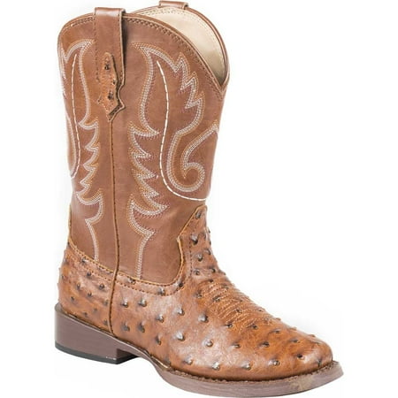 

Roper Kids Boys Bumps Faux Ostrich Square Toe Casual Boots Mid Calf