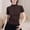*Coffee, variant on Women's High Neck Short Sleeves Ruched Workout T-Shirt, Quick Dry Form Fitting Yoga Top Black,Women's Plus XL