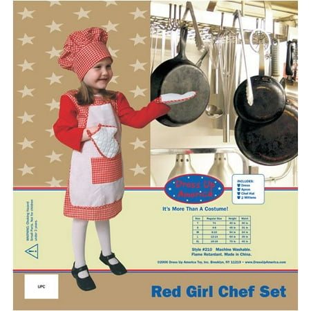 Dress Up America Red Gingham Girl Chef Large 12-14