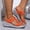 #0024-Orange, variant on Women's Metallic Wedge Slide Sandals, Peep Toe Slippers with Padded Footbed, Spring Summer Casual Footwear Gift