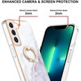thumbnail image 3 of Marble Pattern Case for Samsung Galaxy S23 Plus (Not N23) with Ring Holder Kickstand, Plus Slim PC Material Shockproof Girls Women Case Cover for Samsung Galaxy S23 Plus DLS Pearl White, 3 of 11