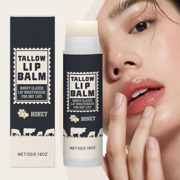 Herunwer Beef Tallow Lip Balm โ Natural Tallow Beeswax Chapstick โ Hydrating Moisturizer Grass Fed Bison Tallow Balm Lip Care โ Soothes Chapped, Dry Lips, Sensitive Skin