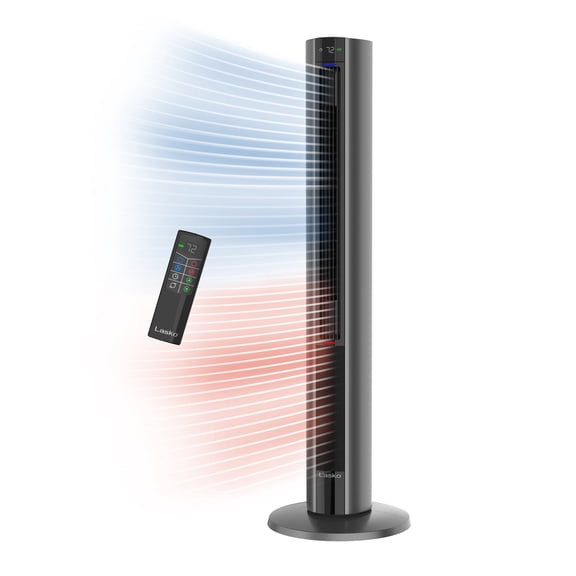Lasko 42" 1500W All Season Tower Fan and Space Heater with Timer and Remote, Gray, FH515