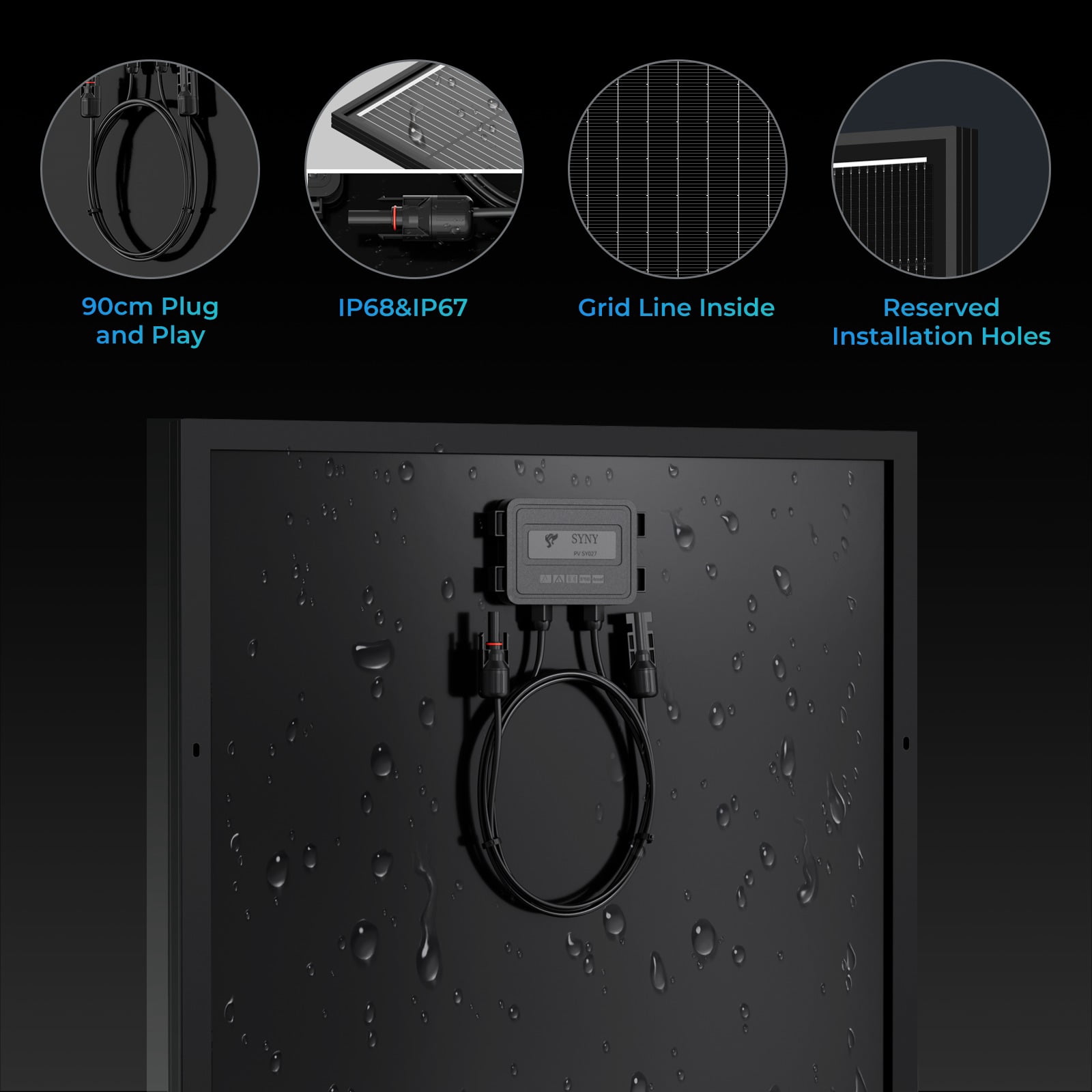 WERCHTAY 12V 170W  Watt Mono Solar Panel Black Battery Charging Home RV Off-Grid Boat