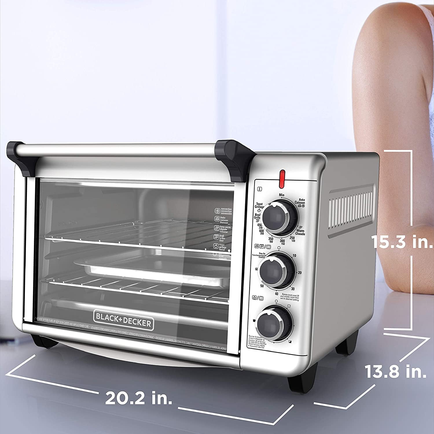 BLACK DECKER TO3000G 6 Slice Convection Countertop Toaster Oven Silver Walmart