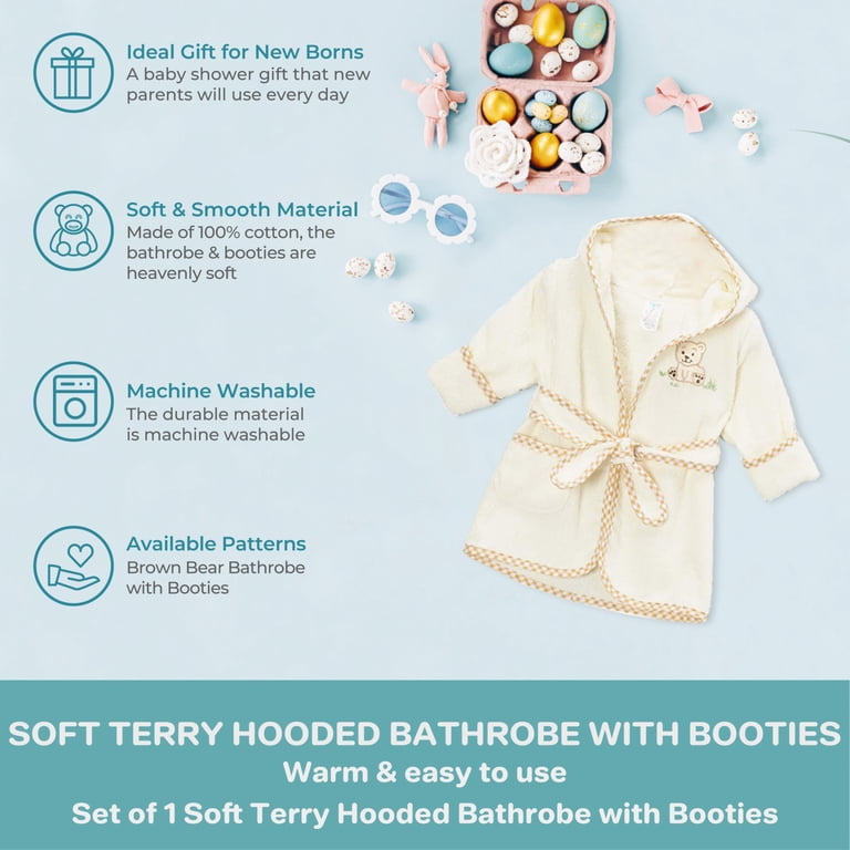 Spasilk Hooded Terry Bathrobe with Booties, Brown Bear photo 4