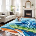 thumbnail image 3 of Area Rug 72×108in, Abstract Surfboard Summer Surfing Palm Tree Floor Carpet Living Room Rug, Blue Wood Grain Non-Slip Welcome Mat Indoor Rugs for Bedroom Dining Room, 3 of 9