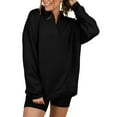 thumbnail image 2 of ADREAMLY Women Lapel Neck Oversized Sweatshirt Long Sleeve Pullover Tops Fall Winter Casual Sweatshirts, 2 of 7