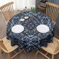 thumbnail image 3 of Blue Abstract Pattern Round Tablecloth 60"x60",Wrinkle Wipeable Table Cloth for Kitchen Dining Room Picnic Patio Party, 3 of 6