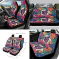 thumbnail image 2 of Yuyamidu Pug Auto Seat Cover Full Set of 15 Colorful Flower Car Steering Wheel Protector Seatbelt Strap Pad Trash Can Mount Storage Pocket Cup Holders Rearview Mirror Cover Keychain Universal Fit, 2 of 7