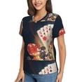 thumbnail image 5 of Yiaed Poker Chips Print Women's T Shirt V-Neck Short Sleeve Shirt Casual Breathable Tee Summer Tops-XX-Large, 5 of 5