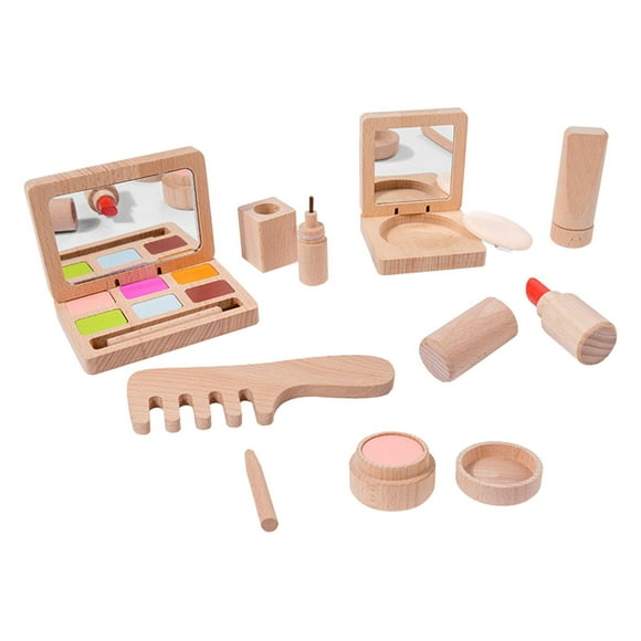 Milaget Kids Pretend Play Makeup Set, Wooden Makeup Toys ,Pretend Wood Beauty Salon Toys