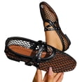 thumbnail image 4 of Gpaecead Women Mesh Mary Jane Style Flat Shoes Closed Toe Crisscross Straps Breathable Fabric Plus Size Shoes Spring Summer Casual,Black, 4 of 8