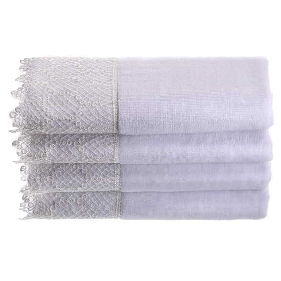 White Fingertip Towel Set of 4, 11x18 Inches, for Bathroom and Kitchen Use