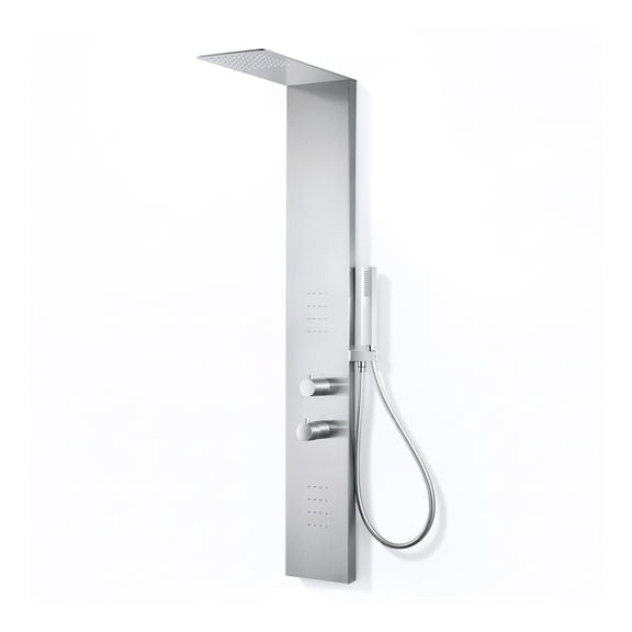 Collines Series 55 in. 2-Jetted Shower Tower in Polished Chrome with Heavy Rain Shower, Spray Wand, and DIY Friendly