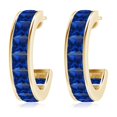 thumbnail image 2 of ANGARA Lab Grown 4.18 Ct Square Blue Sapphire Hoop Earrings for Women in 14K Yellow Gold (Size-3mm) | September Birthstone, Anniversary, Jewelry Gift for Women | Lab-Grown Blue Sapphire Earrings, 2 of 6