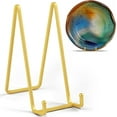 thumbnail image 1 of IPAME 8 Inch Large Plate Stands for Display - Metal Plate Holder Display Stand, Picture Stand for Book, Platter, Plaque, Photo Frame, Small Easel Tabletop Art Display (Gold 2 Pack), 1 of 7