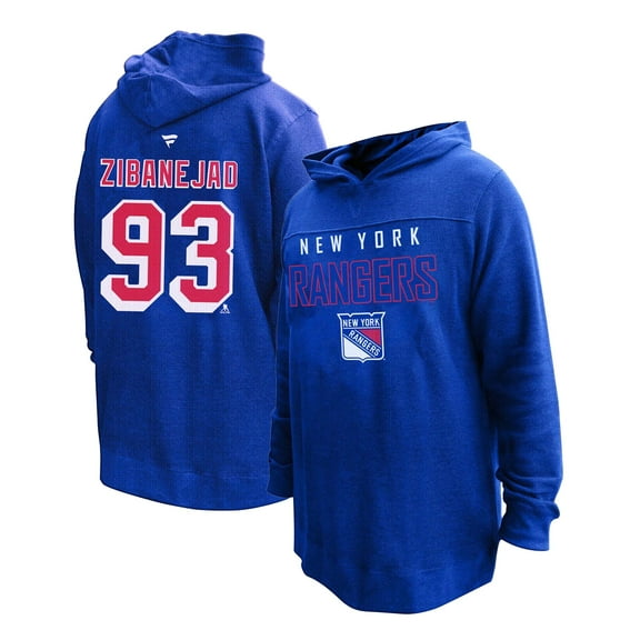 Women's Profile Mika Zibanejad Blue New York Rangers Plus Size Name & Number Thermal Pullover Hoodie