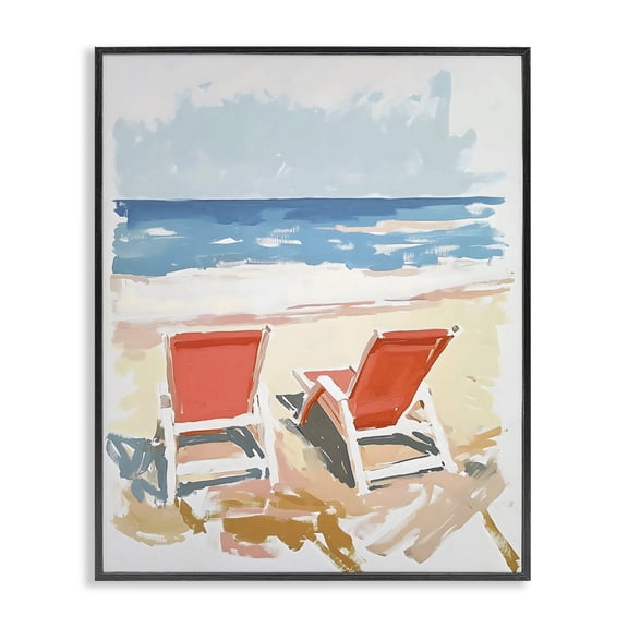 Stupell Industries Tropical Two Sunlit Beach Chairs Black Framed Giclee Art, 11 x 14, by The Prints Vibe