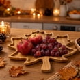 thumbnail image 5 of 1PC Thanksgiving Maple Leaves Shape Bamboo Serving Tray, Autumn Charcuterie Boards Party Food Dish Irregular Serving Platter for Cookie, Snack, Dessert, Decorative Trays for Home, 5 of 7