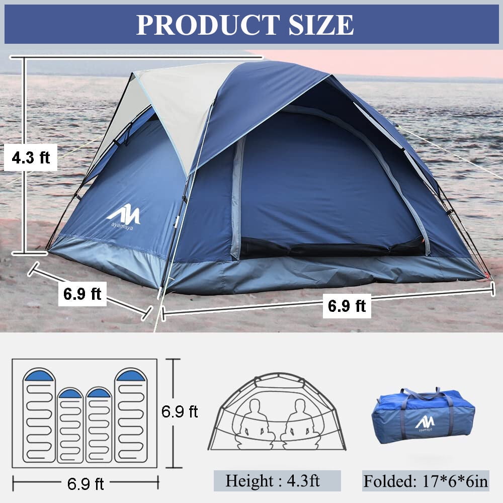 ASTRAEA 3-4 Person Tents for Camping, Outdoor Waterproof Dome Family Tents with Removable Rainfly Easy Set Up for Backpacking Hiking Travelling