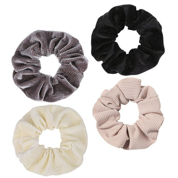 Supvox 4Pcs Comfortable Elastic Hair Scrunchies Soft Fabric Decorative Hair Bands