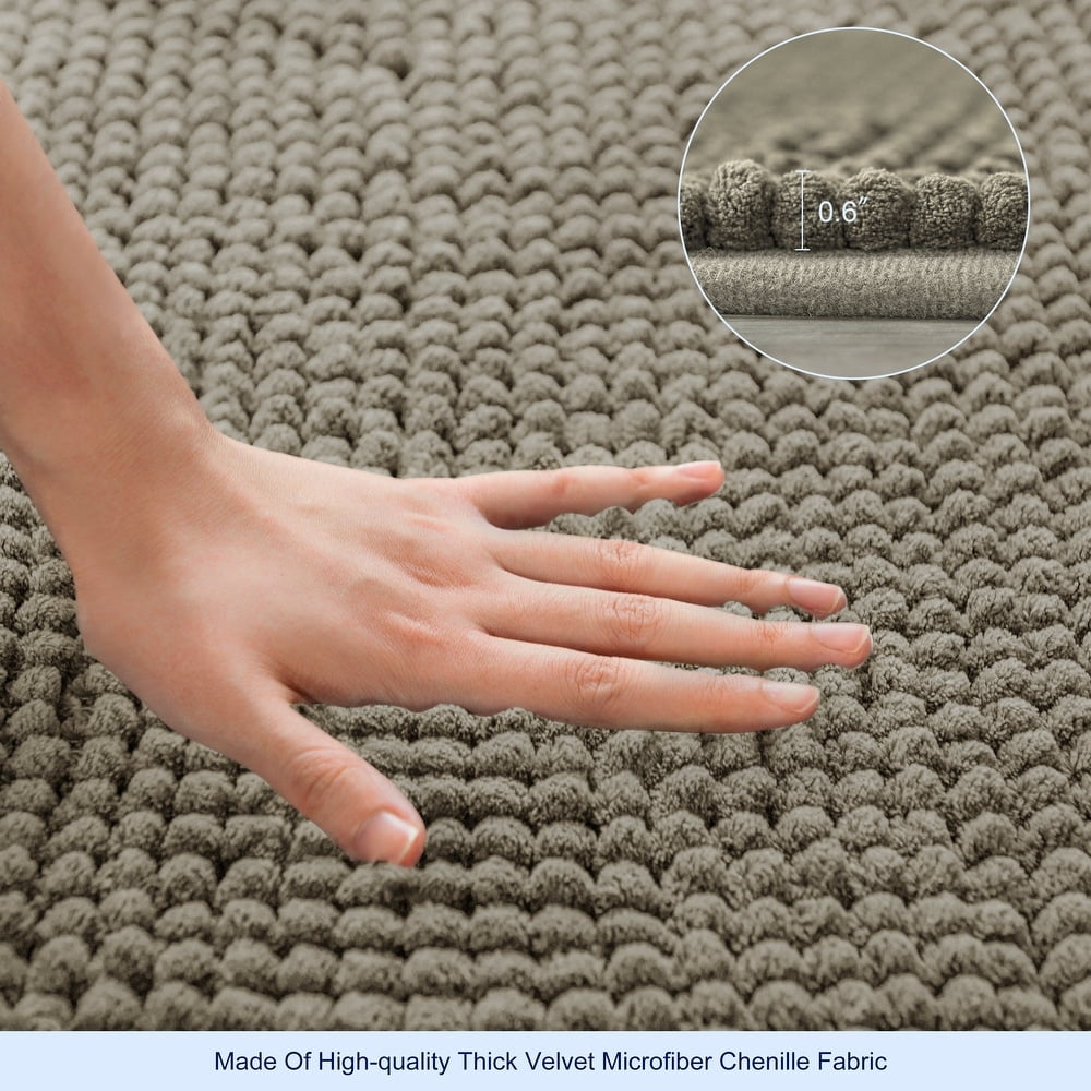 Chun Yi Non-slip Bathroom Rugs Chenille Soft Absorbent Plush Bath Mat (Taupe Brown,24"*60")
