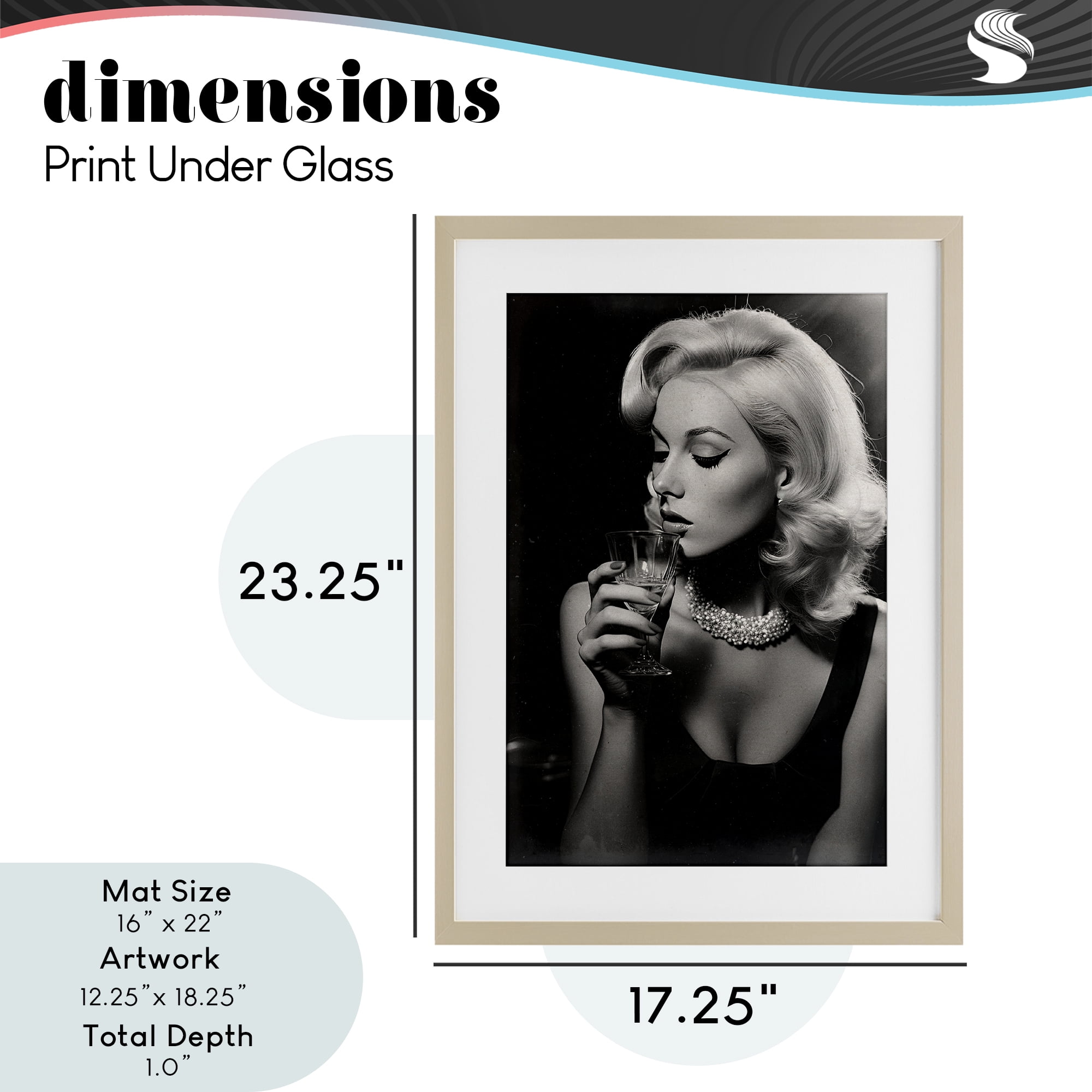 Classic Woman & Martini Birch Framed Print Under Glass, design by Decent Exposures