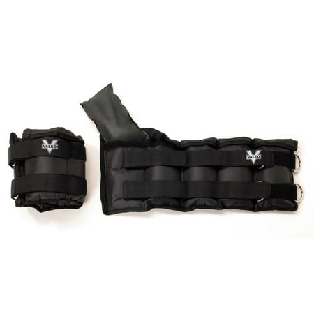 Valeo Adjustable Ankle/Wrist Weights - 20 lbs. Total (10 lbs. each) With Adjustable Metal D-ring And Soft Padding For
