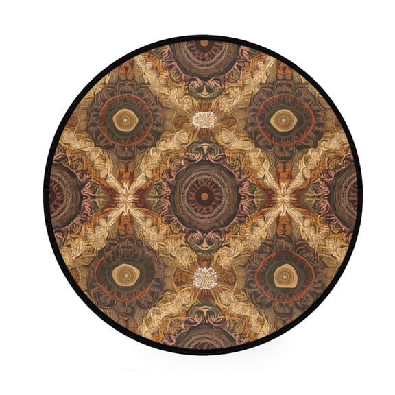 BZSMCE Round Decorative Floor Mat Ornate Tapestry Pattern 36.2IN