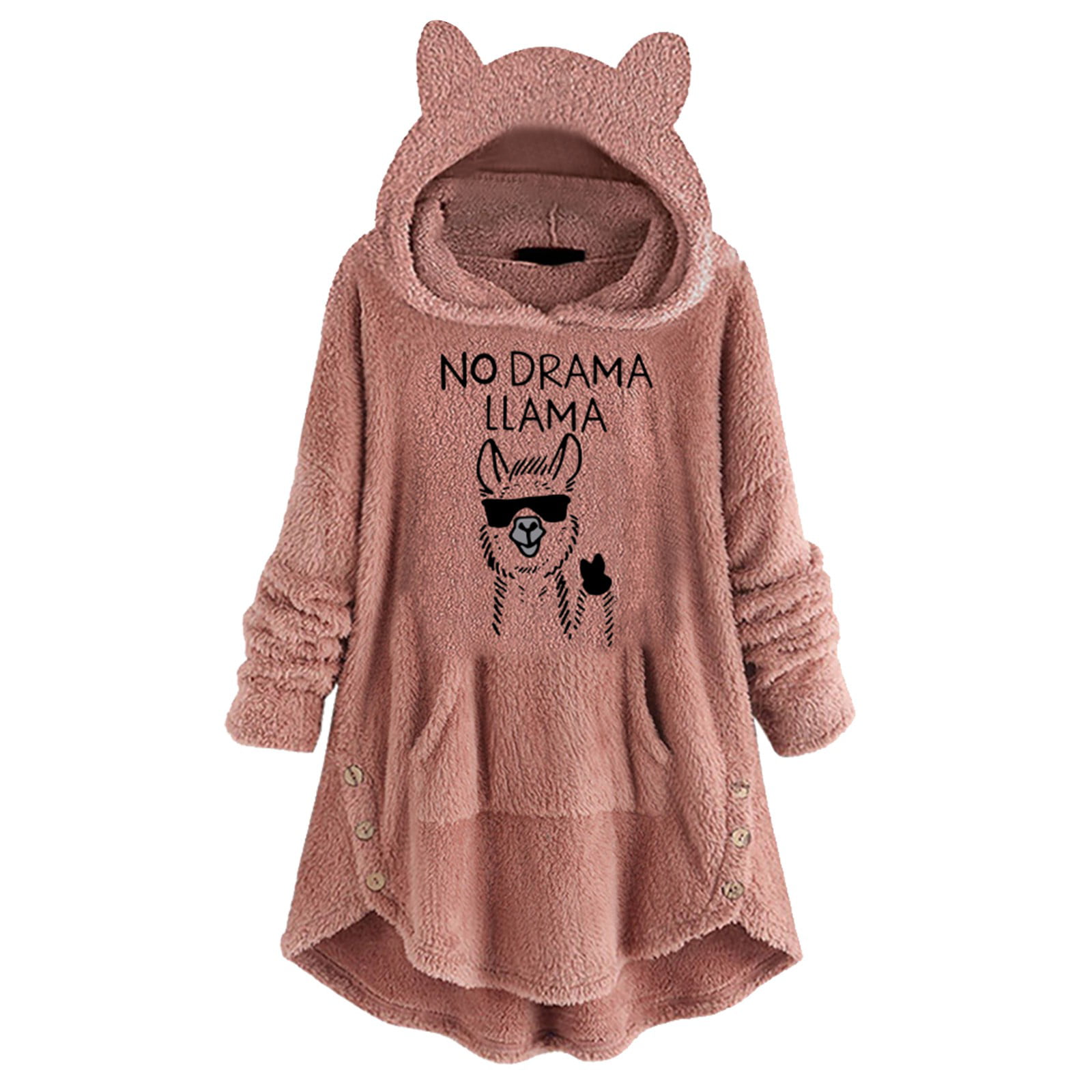 Womens Sweatshirt Cat Print Hoodie With Ears Hooded Pullover Tops Blouse US 