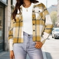 thumbnail image 5 of Womens Plaid Shirt Jackets 2025 Fall Fashion Short Style Outwears Casual Lapel Outdoor Travel Coats Loose Checkered Long Sleeved Jackets with Double Pockets, 5 of 5