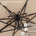 thumbnail image 4 of Ainfox 10ft Double Top Heavy-Duty Patio Cantilever Umbrella with lights and Cross Base, Outdoor Large Offset Hanging Aluminum Rotation Sun Shade Solar Umbrella with 360°Rotation Adjustable,Khaki, 4 of 10