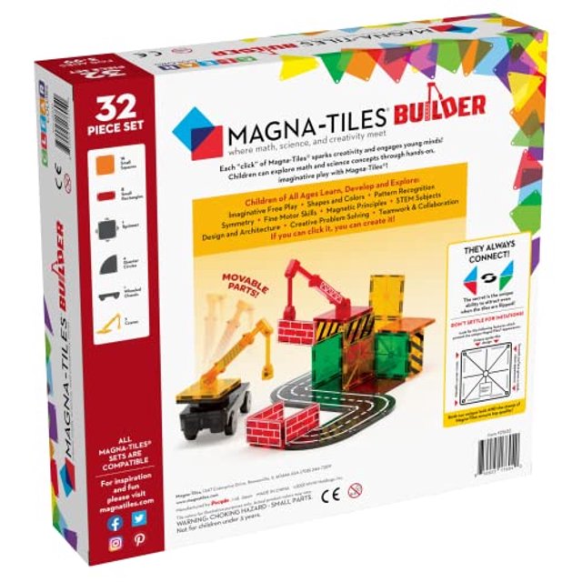 Magna-Tiles Builder Set, The Original Magnetic Building Tiles para el juego creativo abier Magna Tiles Magna Tiles